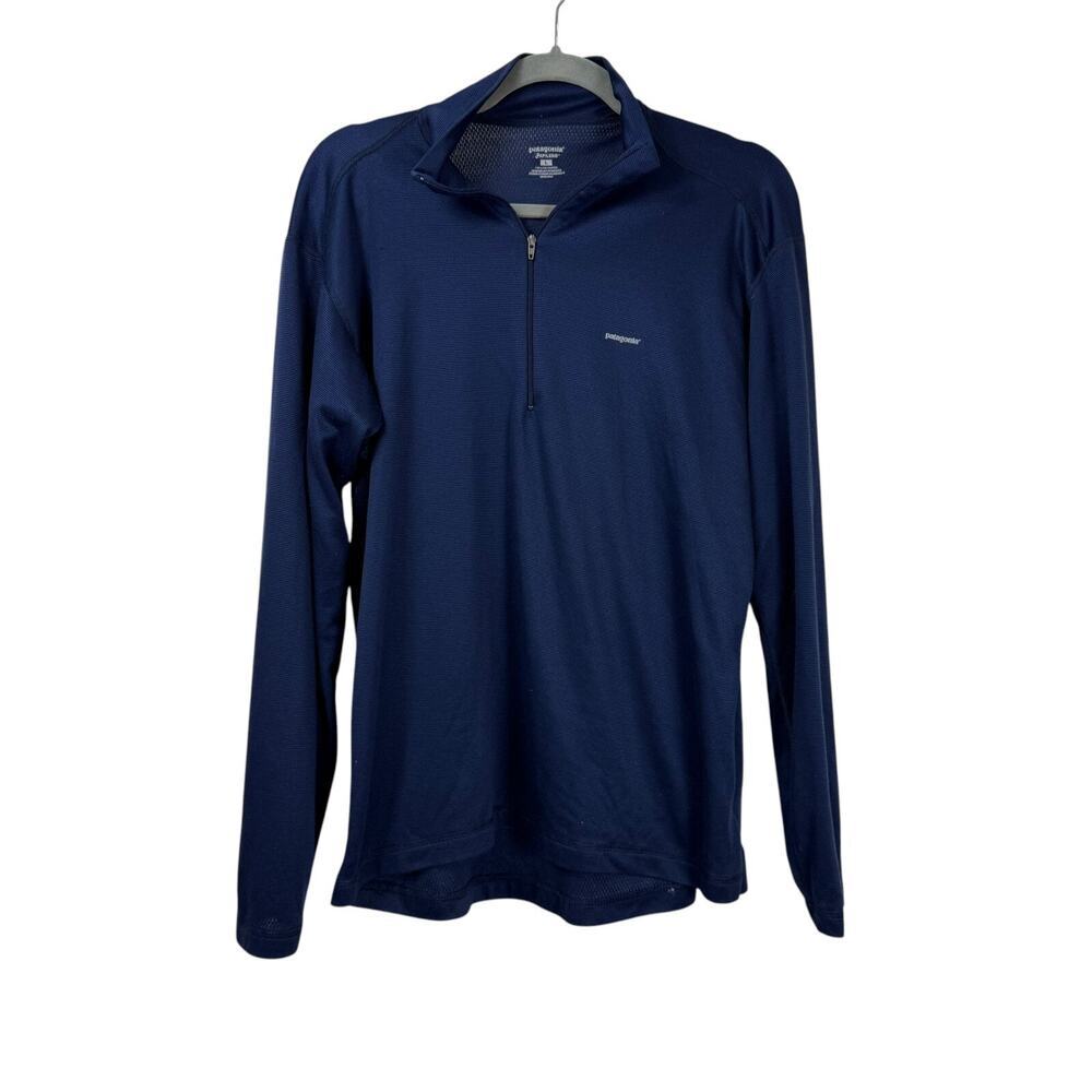Patagonia Top Mens Large Blue Long Sleeve 1/4 Zip Apilene Pullover *FLAWED*